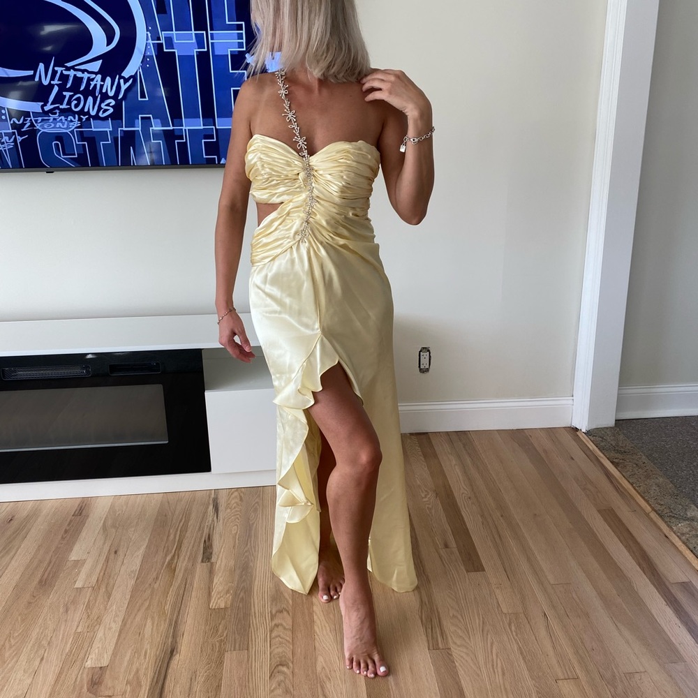 Yellow satin gown